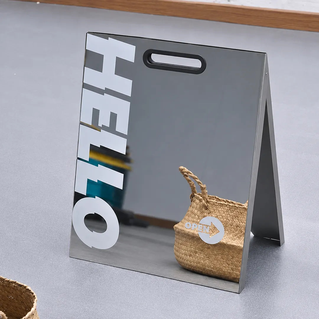Mirror Signboard - With Handle, Without Feet