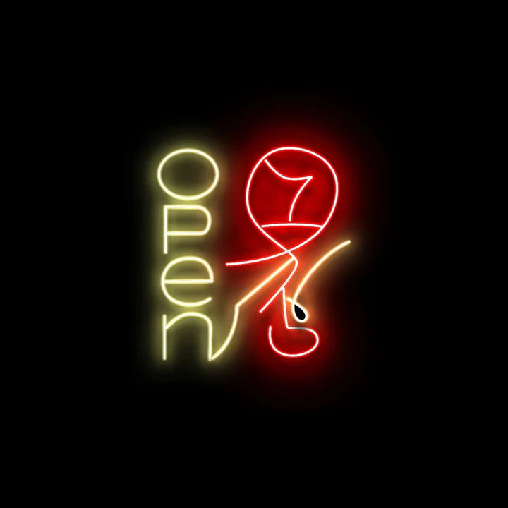 ワイングラス x OPEN ☓ ネオンサイン