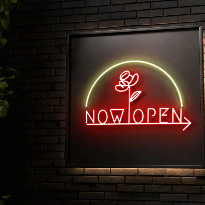 バラの花 x OPEN ☓ ネオンサイン