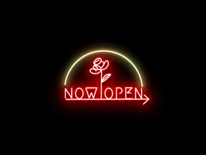 バラの花 x OPEN ☓ ネオンサイン